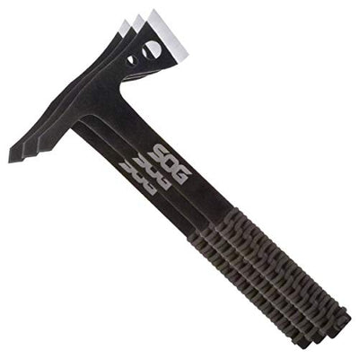 SOG Throwing Hawks- 3 Pack One Piece Steel Throwing Knives with Nylon Sheath Carrying Case