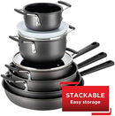 T-fal All-In-One Hard Anodized Dishwasher Safe Nonstick Cookware Set, 12-Piece, Black