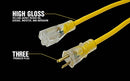 Yellow Jacket GIDDS-283431 2888 Contractor Extension Cord with Lighted Ends, 100 Foot, Ft