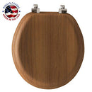 MAYFAIR 9601CP 378 Toilet Seat with Chrome Hinges, ROUND, Natural Oak Veneer