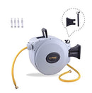 Power Retractable Hose Reel 50 ft + 6 ft x 5/8" - Brass Fittings, Super Heavy Duty, Slow Return System, 350 PSI Burst Strength, 3 Layer Hybrid Hose - Wall Mounted Water Hose Reel (Standard)