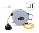 Power Products USA Retractable Hose Reel 75 ft + 6 ft x 1/2" - Brass Fittings, Super Heavy Duty, 3 Layer Hybrid Hose, Slow Return System, Patented Nozzle Protector - Wall Mounted Water Hose Reel, Gray