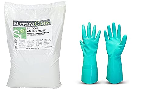 Montana Grow Organic Lawn and Garden Care. An Organic Amendment for Lawn Fertilizer to Keep Your Grass, Seed, and Garden Healthy by The Power of Volcanic ash. Replacement for Azomite organic fertilizer with Tuff Guy Gloves