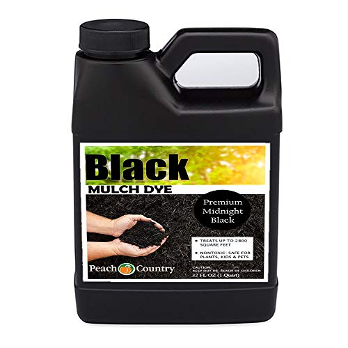 Peach Country Premium Black Mulch Color Concentrate - 2,800 Sq. Ft. - Pure Midnight Black Mulch Dye Spray (1 Quart, Black)