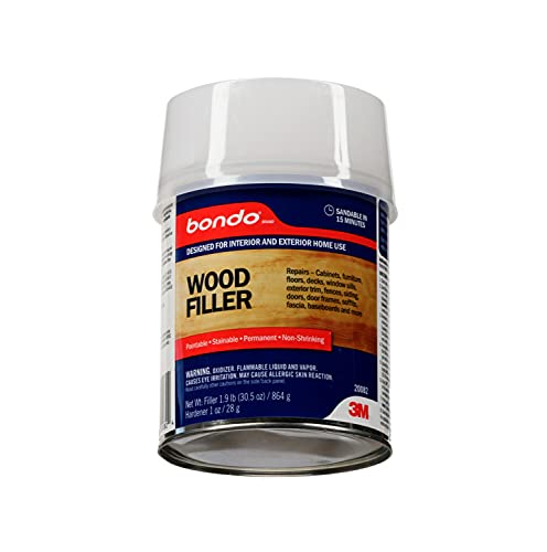 Bondo Home Solutions Wood Filler, Sandable in 15 min, 1.9 lbs with 1 oz Hardener