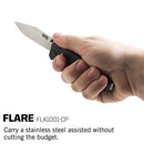 SOG Flare Folding Knife and Pocket Knife Assisted Opening Tech Knife w/ 3.5 Inch Stainless Straight Edge Blade & Tactical Knife GRN Grip (FLA1001-CP)