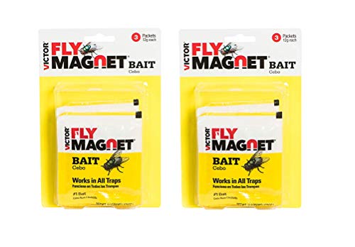 Victor Fly Magnet Replacement Bait (3-Packets of 12g Bait per Pack=6 baits); Patented Non-Poisonous Bait for Outdoor use