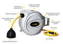 Power Products USA Retractable Hose Reel 75 ft + 6 ft x 1/2" - Brass Fittings, Super Heavy Duty, 3 Layer Hybrid Hose, Slow Return System, Patented Nozzle Protector - Wall Mounted Water Hose Reel, Gray