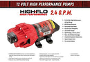 Fimco 5151087 Flo High Performance 12V Diaphragm Sprayer 2.4GPM Demand Pump