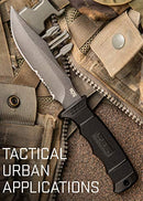 SOG Fixed Blade Knives with Sheath - SEAL Pup Tactical Knife, Survival Knife and Hunting Knife w/ 4.75 Inch Blade and MOLLE Combat Knife Sheath (M37K) , Black