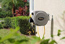 Power Products USA Retractable Hose Reel 75 ft + 6 ft x 1/2" - Brass Fittings, Super Heavy Duty, 3 Layer Hybrid Hose, Slow Return System, Patented Nozzle Protector - Wall Mounted Water Hose Reel, Gray