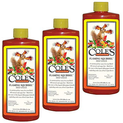 Cole's Flaming Squirrel Seed Sauce 8 oz Liquid Squirrel Deterrent FS083 (3 Pack)