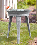 Panacea Stan Vintage Metal Bird Bath and Stand, Galvanized, Gray