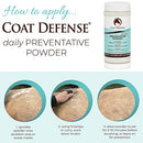 Coat Defense Daily Preventative Powder for Horses - Safe & Effective Equine Sweet Itch, Skin Funk, Scratches, & Rain Rot Treatment - Dry Shampoo for Horses, 24 oz Formula with All Natural Ingredients