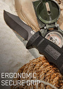 SOG Fixed Blade Knives with Sheath - SEAL Pup Tactical Knife, Survival Knife and Hunting Knife w/ 4.75 Inch Blade and MOLLE Combat Knife Sheath (M37K) , Black