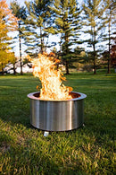 BREEO Double Flame Smokeless Outdoor Fire Pit (24 Inch) | Stainless Steel, Natural Wood Burning Patio Heater, Campfire, Backyard Firepit | No Propane or Gas Required | Made in America