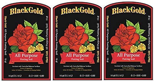 Black Gold 1310102 16-Quart All Purpose Potting Soil with Control... (Pack of 3)