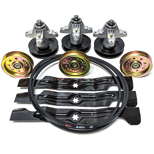 Complete Rebuild Kit Spindles Pulleys Belt Blades Compatible with Cub Cadet MTD 50" RZT RZT50 Zero Turn 742-04053A 918-04126