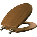 MAYFAIR 9401NI 568 Solid Bamboo Toilet Seat with Brushed Nickel Hinges, ROUND