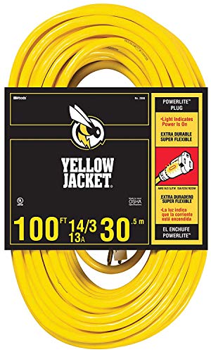 Yellow Jacket GIDDS-283431 2888 Contractor Extension Cord with Lighted Ends