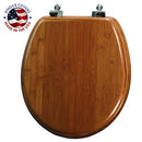 MAYFAIR 9401NI 568 Solid Bamboo Toilet Seat with Brushed Nickel Hinges, ROUND