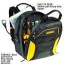 Custom Leathercraft DEWALT DGCL33 33-Pocket Lighted USB Charging Tool Backpack, Yellow
