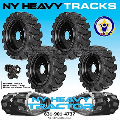 New Holland 4 New Solid Skid Steer Tires 12X16.5 Flat Proof 8 Lug Fits New Holland