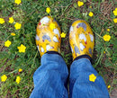 Sloggers Women's Waterproof Rain and Garden Shoe with Comfort Insole, Chickens Daffodil Yellow, Size 8, Style 5116CDY08