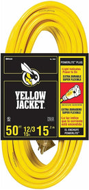 2-Pack - Yellow Jacket 12/3 Heavy-Duty 15-Amp SJTW Contractor Extension Cord with Lighted Ends, 50-Feet