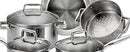 T-fal Stainless Steel Cookware, Multi-Clad, Dishwasher Safe and Oven Safe Cookware Set, Tri-Ply Bonded, 12-Piece, Silver, Model E469SC