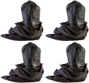 Tuff Guy Travel and Storage Boot Bags, Cowboy Boot Bag, Made of Strong Water Proof Ballistic Nylon w/Locking Drawstring (Black) -Set of 4 Travel Boot Bags, 23" X 19"