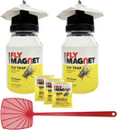 Victor M380 [Set of 2] Reusable Outdoor Fly Traps - Our Fly Trap Combination Pack is Bundled with a Fly Swatter and an Extra Refill Bait Pack of Three
