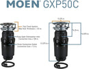 Moen GXP50C Prep Series PRO 1/2 HP Continuous Feed Garbage Disposal, Power Cord Included