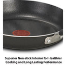 t-fal c530sc signature nonstick dishwasher safe cookware set, nonstick pots and pans set, thermo-spot heat indicator, 12 piece, black