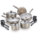T-fal G919SE64 Initiatives Ceramic Nonstick Dishwasher Safe Toxic Free 14-Piece Cookware Set Gold