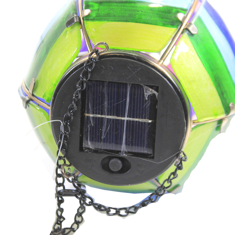 Home & Garden Striped Hot Air Balloon Lantern Glass Solar Yard Decor 12769