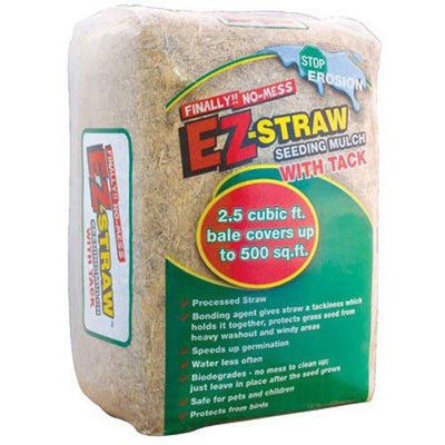 EZ-Straw Seeding Mulch with Tack - Biodegradable Organic Processed Straw _ 2.5 CU FT Bale (covers up to 500 sq. ft.)