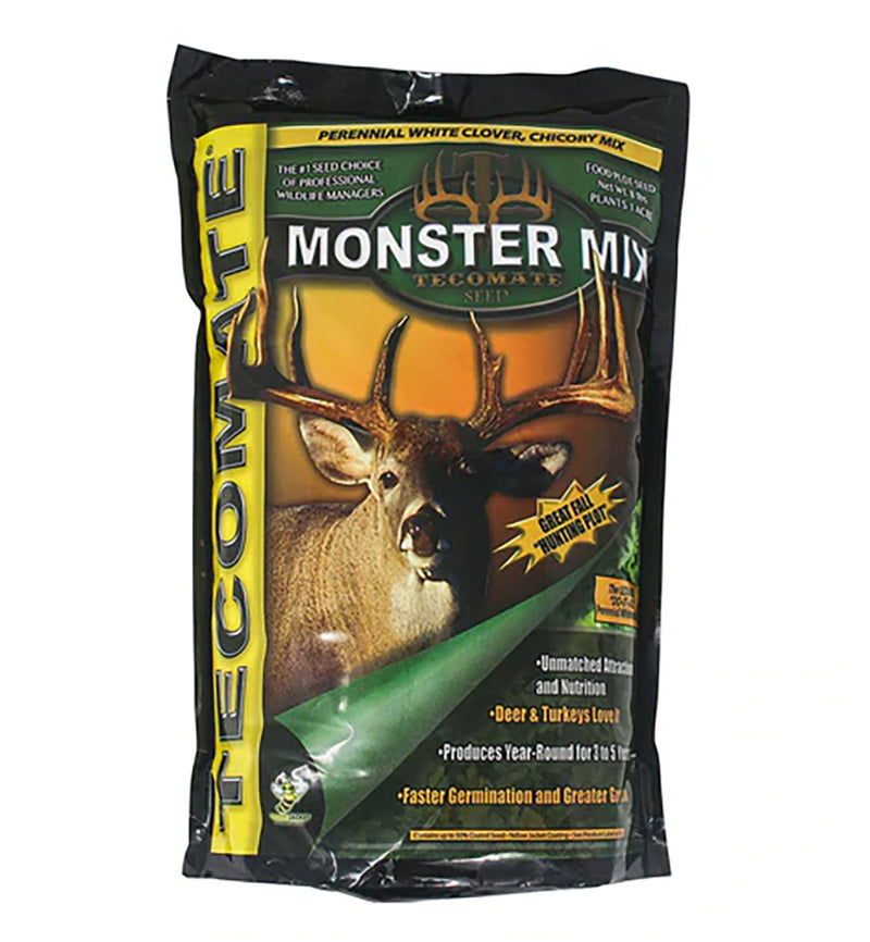 Tecomate Monster Mix Turkey and Deer Food Plot Seed. Premium Clover and Chicory Blends Provide Fall Attraction for Hunting Food plots and Year-Round Nutrition for Healthier Deer