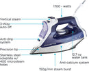 Rowenta DW8080 Professional Micro Steam Iron Stainless Steel Soleplate with Auto-Off, 1700-Watt, 400-Hole, Blue
