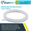 SharkBite 1/2" x 50' White Polyethylene PEX Coil Tubing