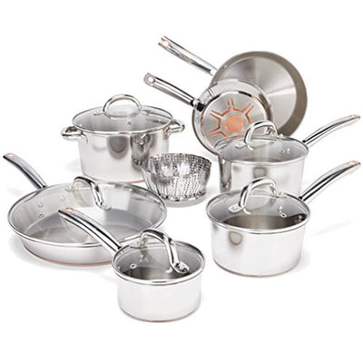 T-fal C836SD Ultimate Stainless Steel Copper-Bottom Heavy Gauge Multi-Layer Base Cookware Set