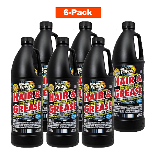 Instant Power 1969 Hair and Grease Drain Opener, 1 l, Liquid,Black (6-Pack)