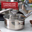 T-fal Cook & Strain Stainless Steel Saucepan with lid, 3 Quart