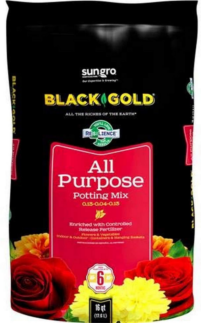 Black Gold 1310102 16-Quart All Purpose Potting Soil w/ Control Released Fertilizer