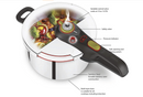 T-fal Pressure Cooker, Stainless Steel Cookware, Dishwasher Safe, 15-PSI Silver