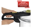 T-fal Pressure Cooker, Stainless Steel Cookware, Dishwasher Safe, 15-PSI Silver